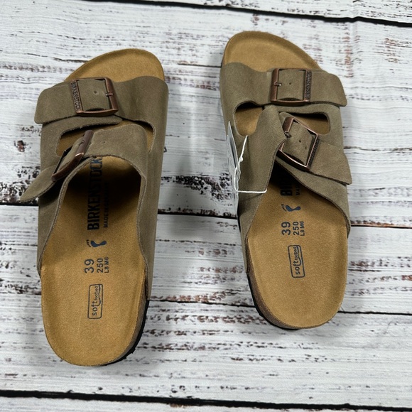 Birkenstock Arizona Taupe Size 8-8.5 (39) Grey/Green Soft Footbed - Picture 6 of 6